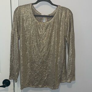 Gold glitter long sleeve blouse